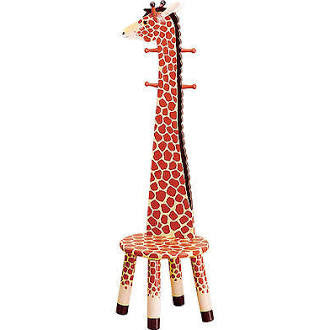 Teamson Animal Stool with Coat Rack Giraffe Decor